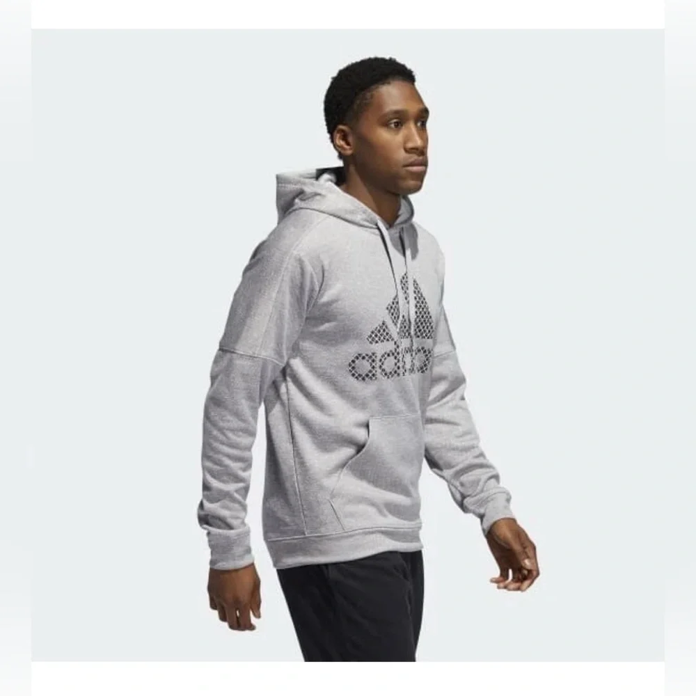 Adidas Team Issue Badge of Sport Grid Men’s Hoodie Light Gray Size Large
